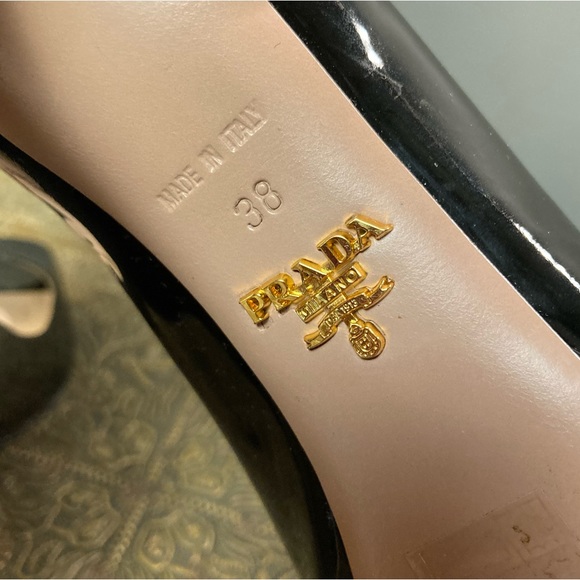 Prada Peep Toe Heels patent leather open toe sexy stiletto Italy size 8 - Picture 8 of 9